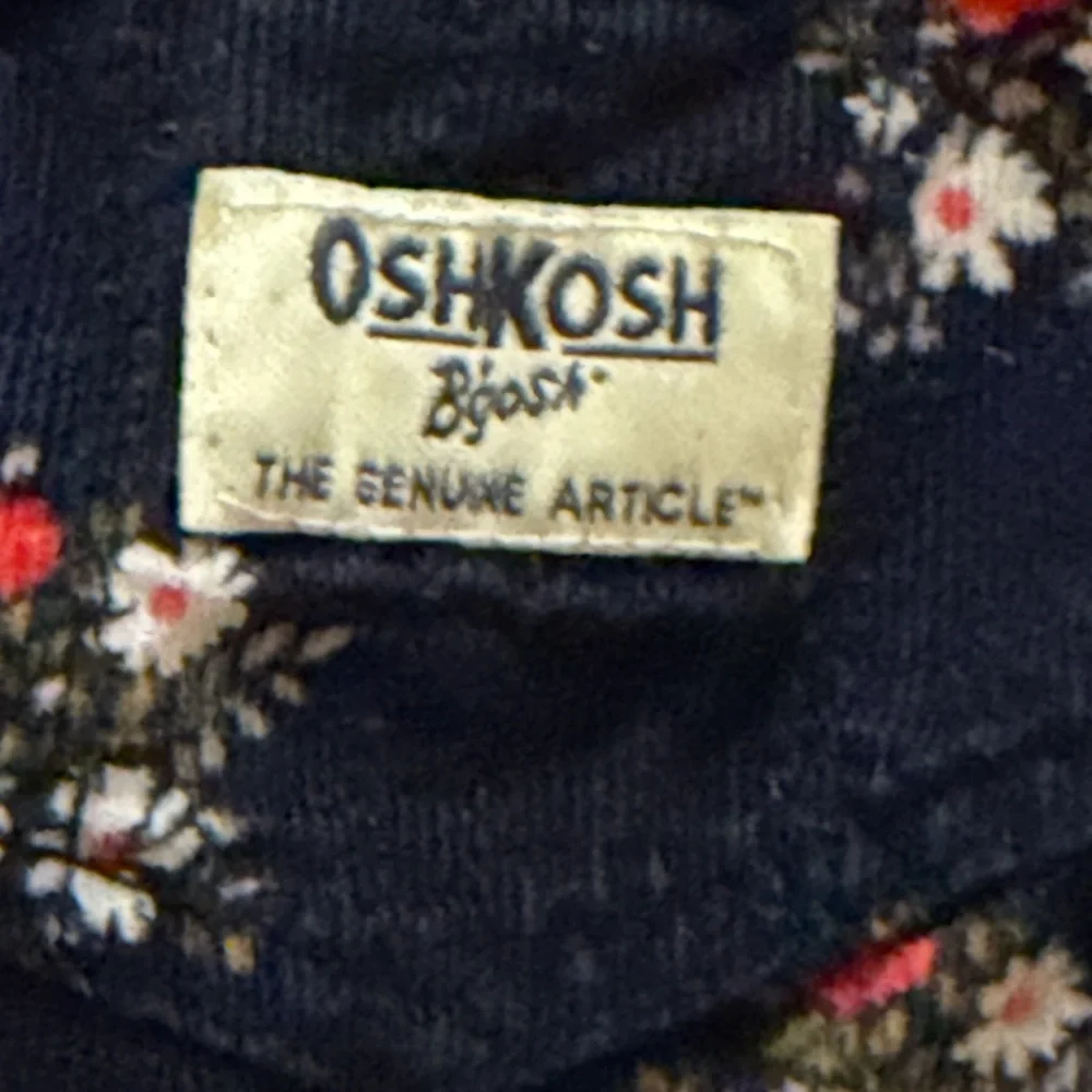 OshKosh B'gosh Navy corduroy Floral Kids Overalls vintage size 9 month